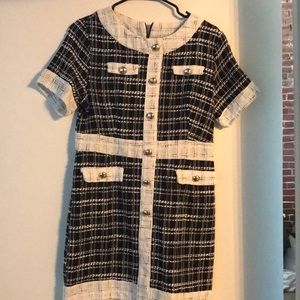 Tweed black and white dress